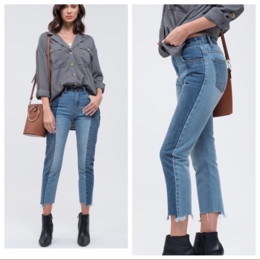 New Lulu’s Evidnt Hermosa Crop Dual Tone Jeans